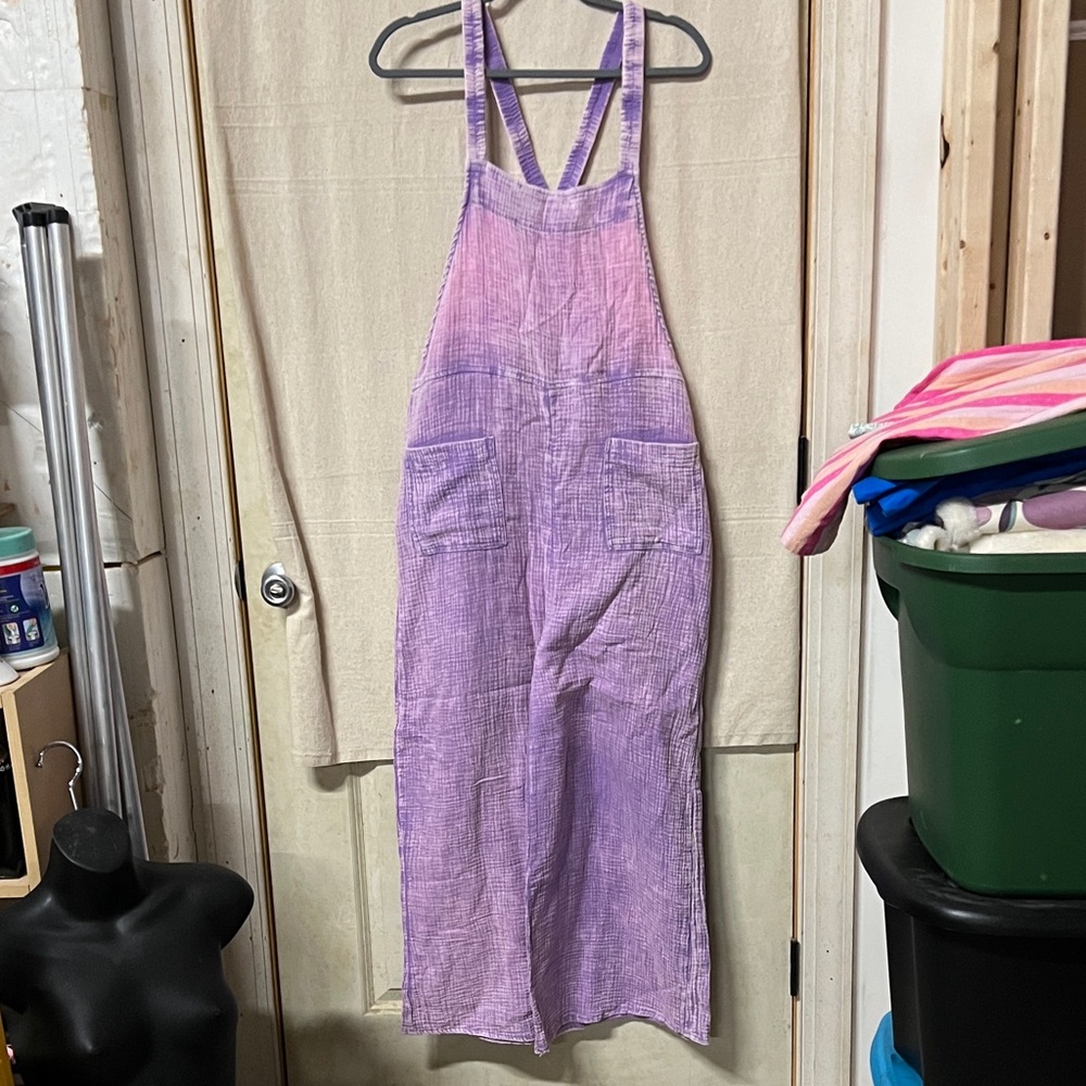 Zenana Purple Linen overalls